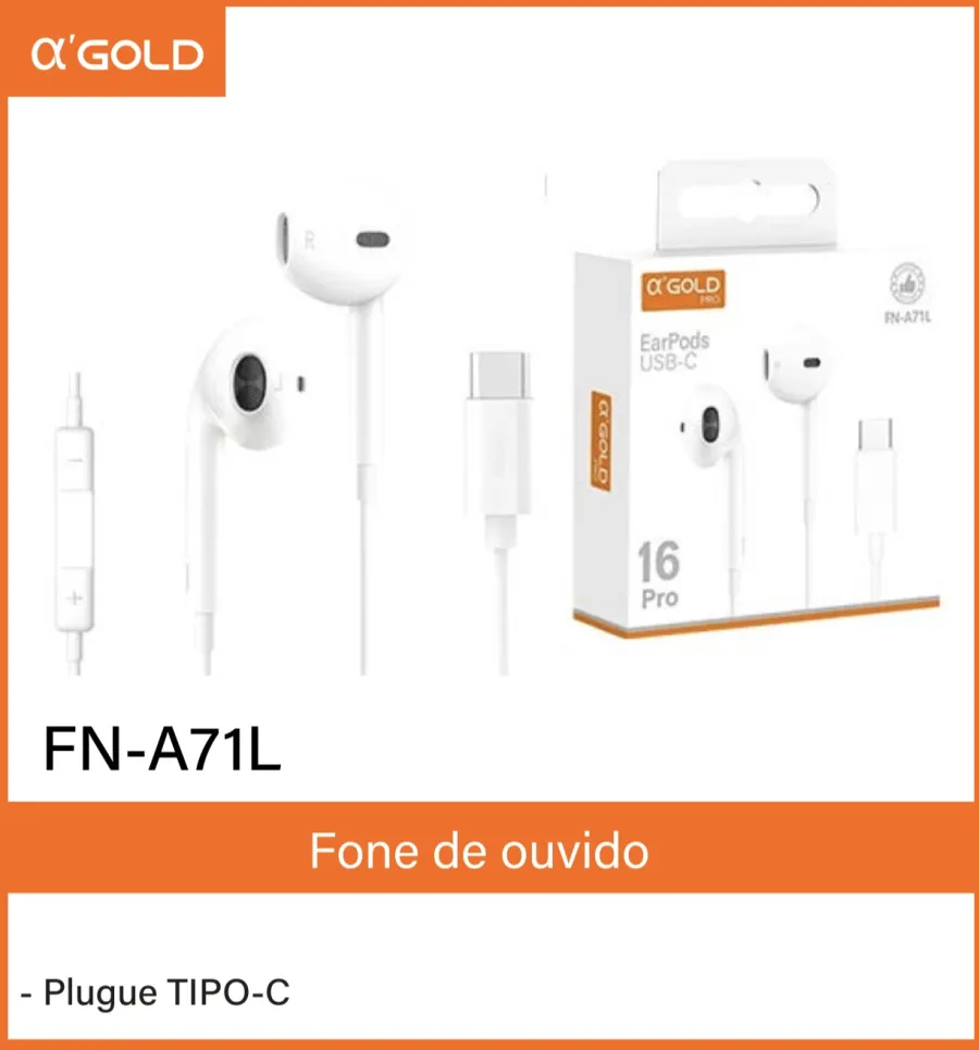 αGOLD FN-A71L USB-C耳机，白色，带麦克风，适用于手机