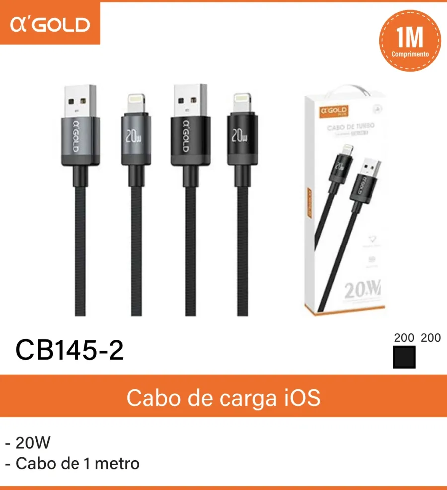 α-GOLD 1米20W iOS充电线 CB145-2，耐用编织，快速充电