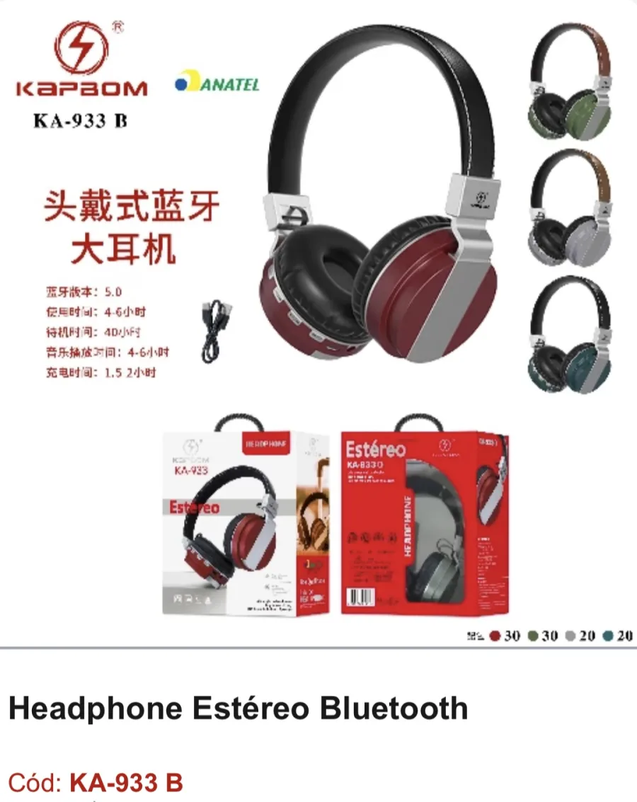 KAPBOM KA-933 B 蓝牙头戴式耳机，立体声，四种颜色可选，适合日常使用