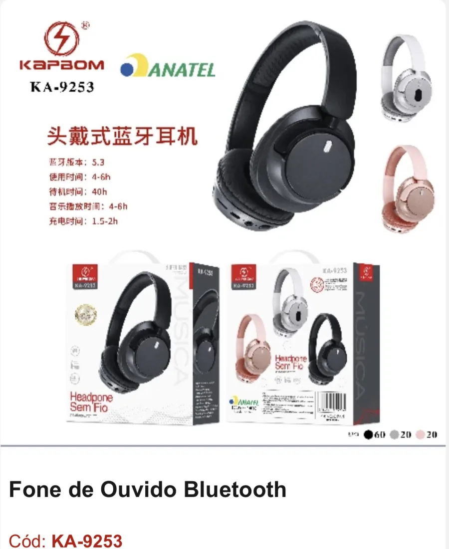 KAPDOM KA-9253 蓝牙耳机，头戴式，续航46小时，适合运动，颜色可选