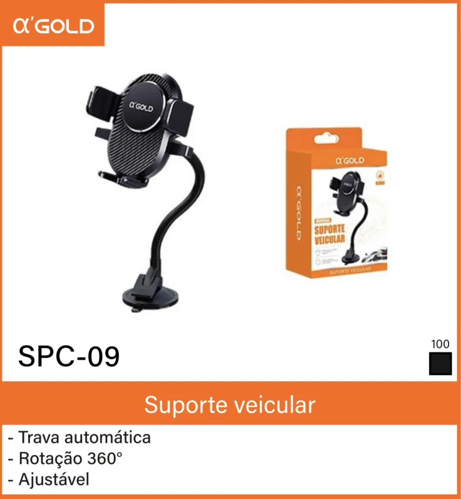 α-GOLD汽车支架 SPC-09，自动锁定，360度旋转，黑色