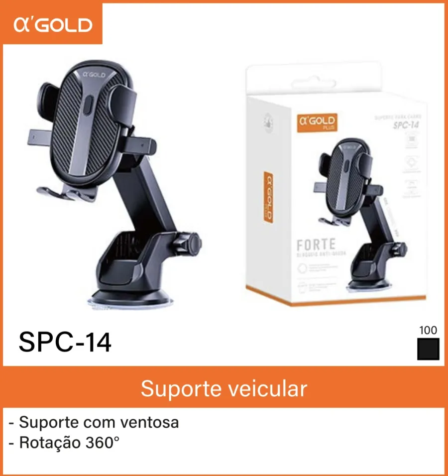 α-GOLD SPC-14 车载支架，吸盘设计，360°旋转，适用于手机