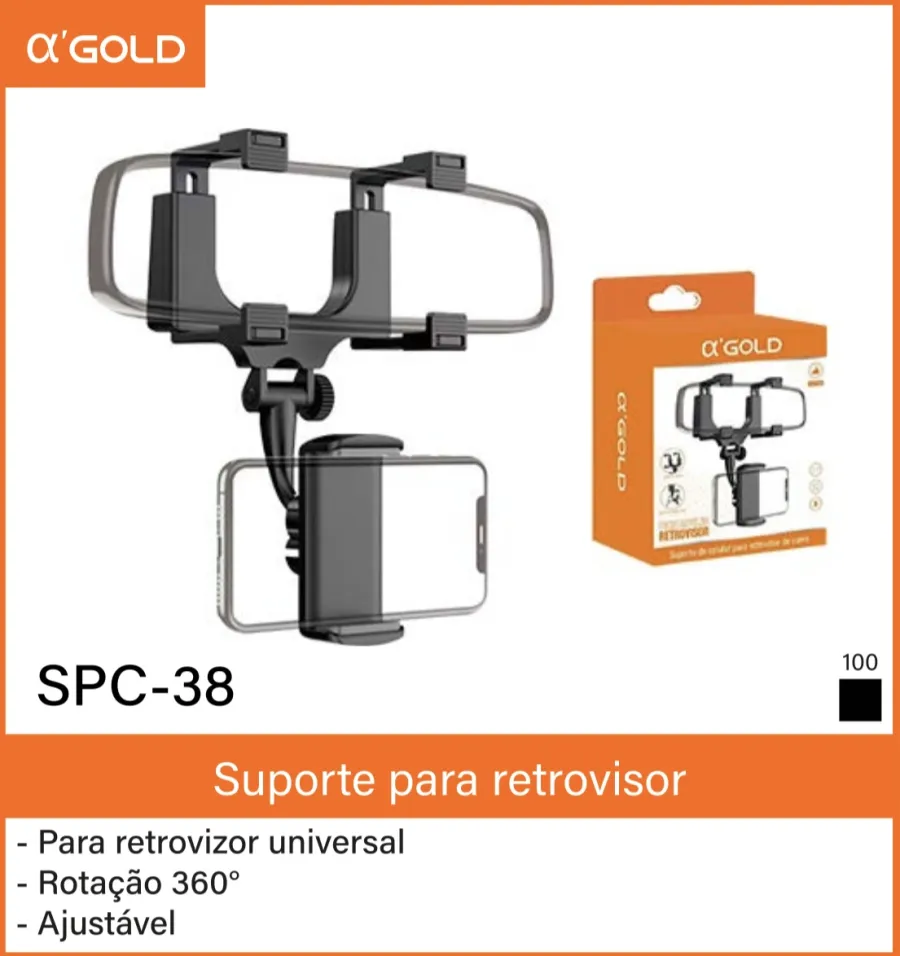 α'GOLD SPC-38 汽车后视镜手机支架，360°旋转，通用型，调节方便