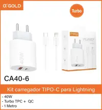 CA40-6 αGOLD 40W TIPO-C充电器，适用于Lightning，含1米数据线
