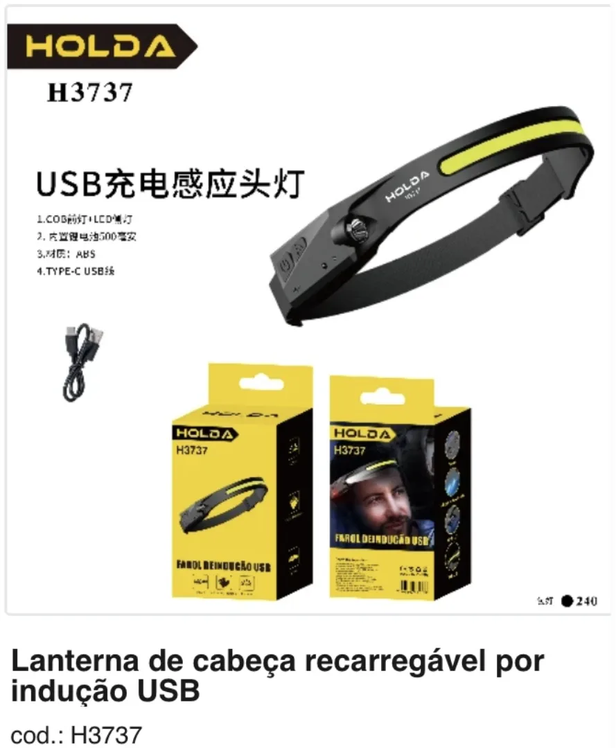 HOLDA H3737 USB充电感应头灯，便携式，适合户外活动