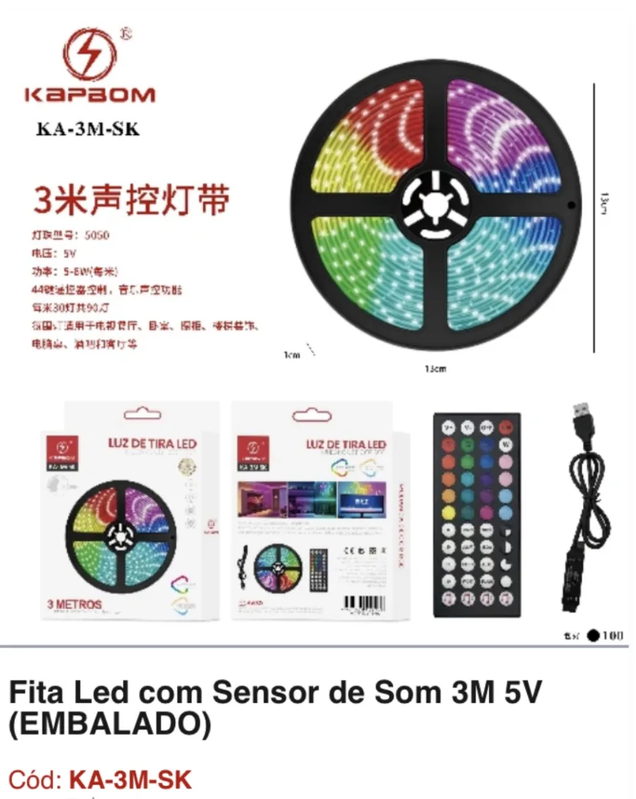 KAPPAOM 3米声控LED灯带，五彩变换，适用于室内装饰
