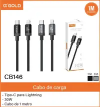 α-GOLD 1米30W充电线，Type-C转Lightning，CB146