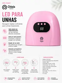 OIH-5422 Oásis LED指甲灯，快速干燥，智能定时，24颗灯珠，粉色