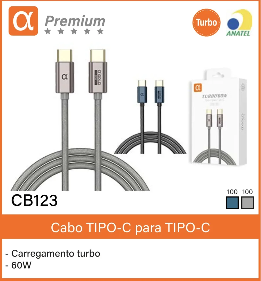 α品牌CB123 TIPO-C数据线，60W快充，银色，适用于TYPE-C设备