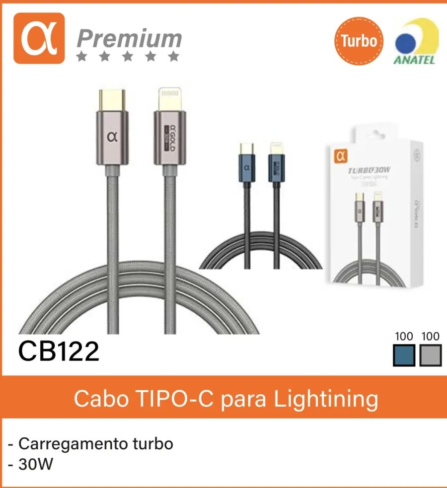 α品牌 30W Turbo快充TYPE-C转Lightning数据线 CB122
